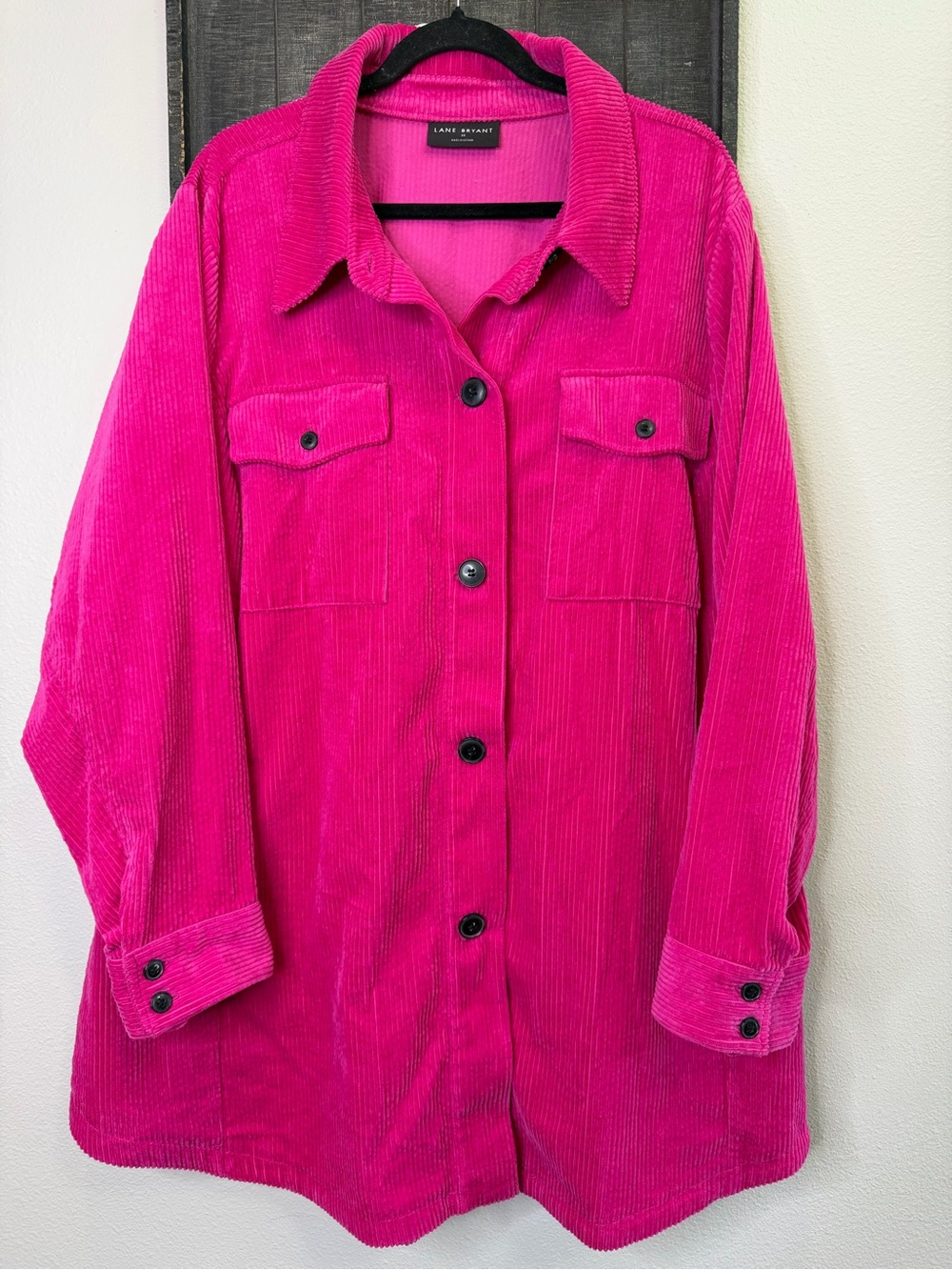 Lane Bryant Hot Pink Corduroy Utility Shacket